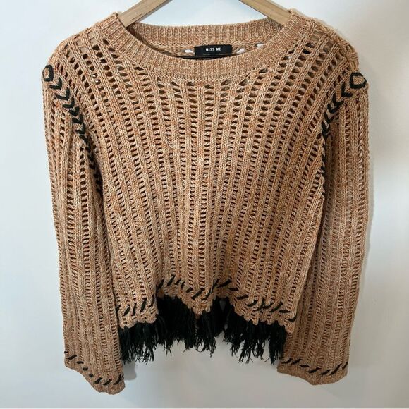 Miss Me Knit Tassel Sweater Size Medium - Picture 2 of 8